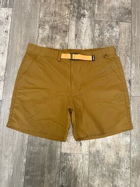 REI CO-OP Sahara Amphib Belted 6” Nylon Shorts Brown Orange Mens L Hiking Trail